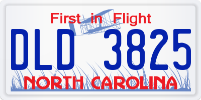 NC license plate DLD3825