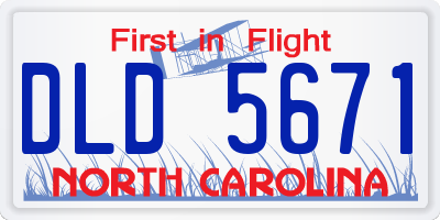 NC license plate DLD5671