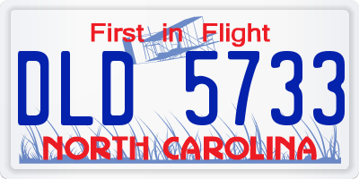 NC license plate DLD5733