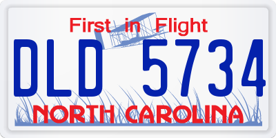 NC license plate DLD5734