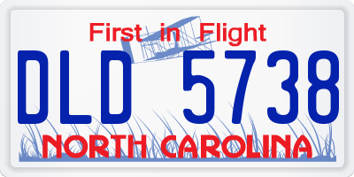 NC license plate DLD5738