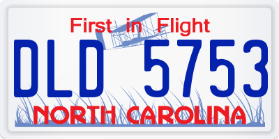 NC license plate DLD5753