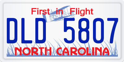 NC license plate DLD5807