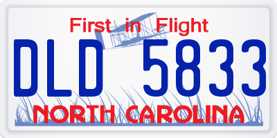 NC license plate DLD5833