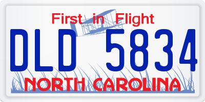 NC license plate DLD5834