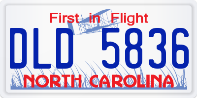 NC license plate DLD5836