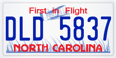 NC license plate DLD5837