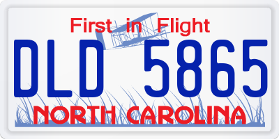 NC license plate DLD5865