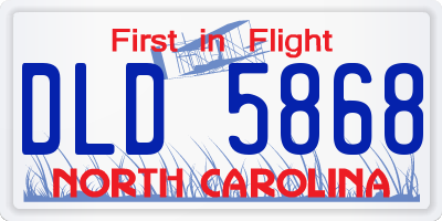 NC license plate DLD5868