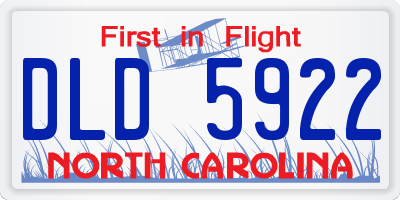 NC license plate DLD5922