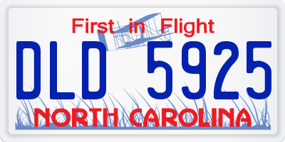 NC license plate DLD5925
