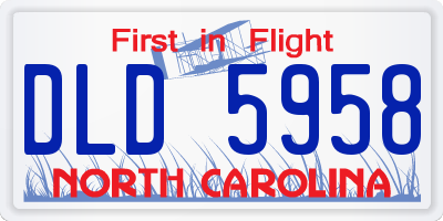 NC license plate DLD5958