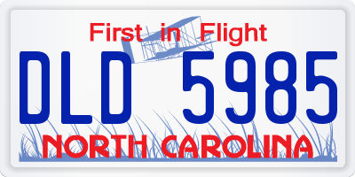 NC license plate DLD5985