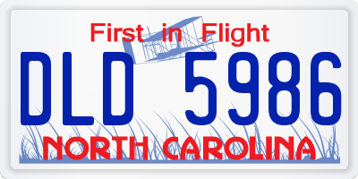NC license plate DLD5986