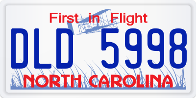NC license plate DLD5998