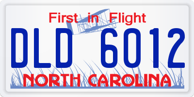 NC license plate DLD6012
