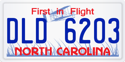 NC license plate DLD6203