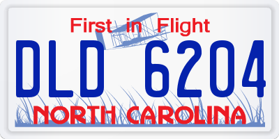 NC license plate DLD6204