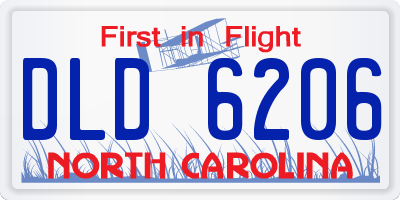 NC license plate DLD6206