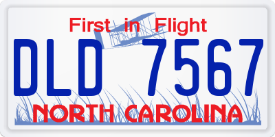 NC license plate DLD7567