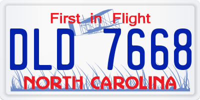 NC license plate DLD7668