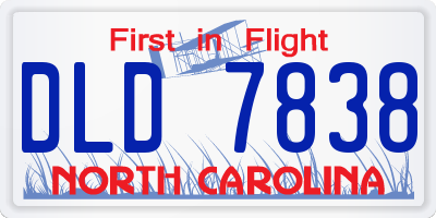 NC license plate DLD7838