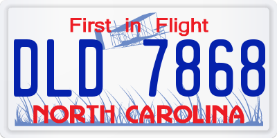 NC license plate DLD7868