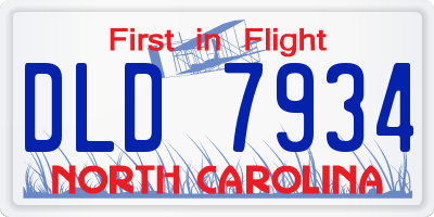 NC license plate DLD7934