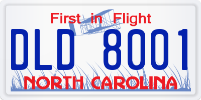 NC license plate DLD8001