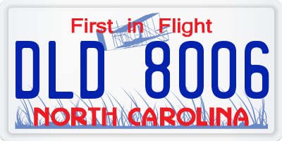 NC license plate DLD8006