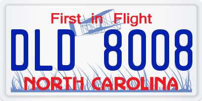 NC license plate DLD8008