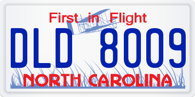 NC license plate DLD8009