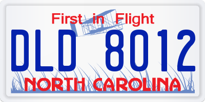 NC license plate DLD8012