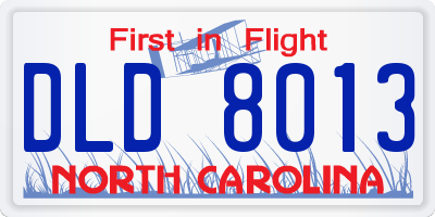 NC license plate DLD8013