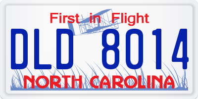 NC license plate DLD8014