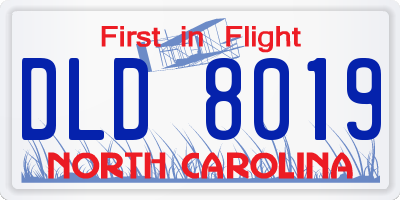 NC license plate DLD8019
