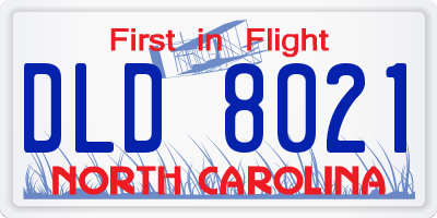 NC license plate DLD8021