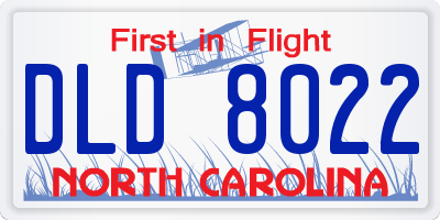 NC license plate DLD8022