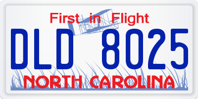 NC license plate DLD8025