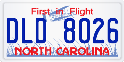NC license plate DLD8026