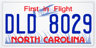 NC license plate DLD8029