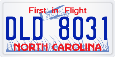 NC license plate DLD8031