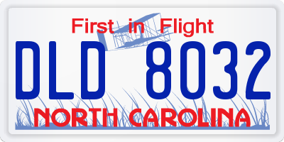NC license plate DLD8032