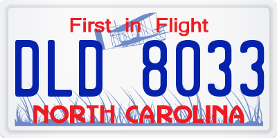 NC license plate DLD8033