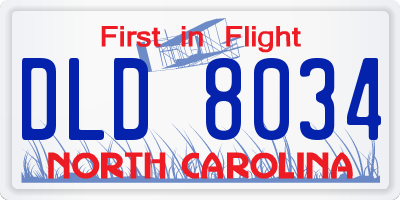 NC license plate DLD8034
