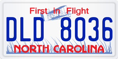 NC license plate DLD8036