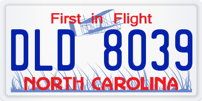 NC license plate DLD8039