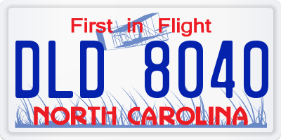 NC license plate DLD8040