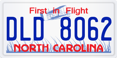 NC license plate DLD8062