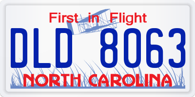 NC license plate DLD8063